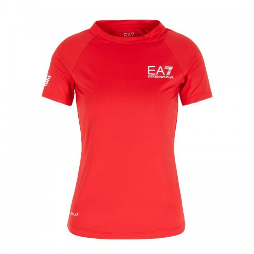 T-shirt rouge Armani EA7 Ventus 7 pour femmes