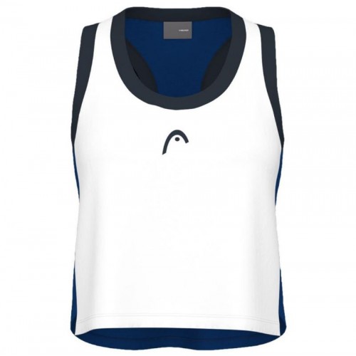 Camiseta Head Play Crop Top Blanco Azul Royal Mujer