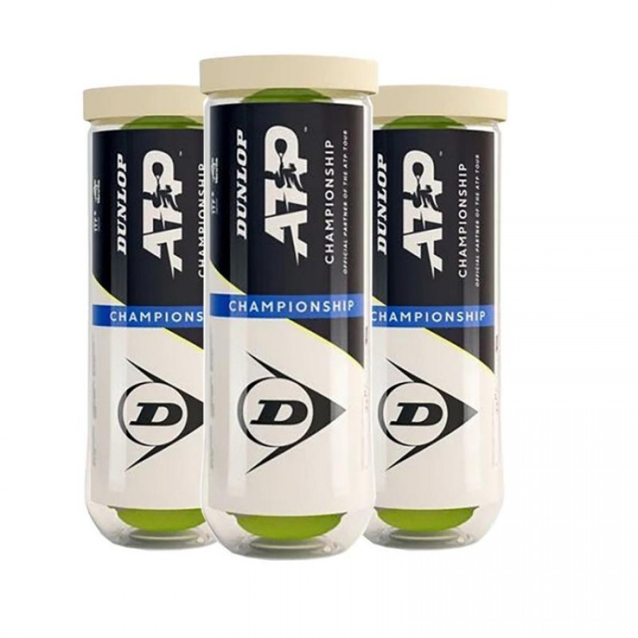 Pack de 3 Botes de Pelotas Dunlop ATP Championship PADELPOINT Pack de 3 Botes de Pelotas Dunlop ATP Championship