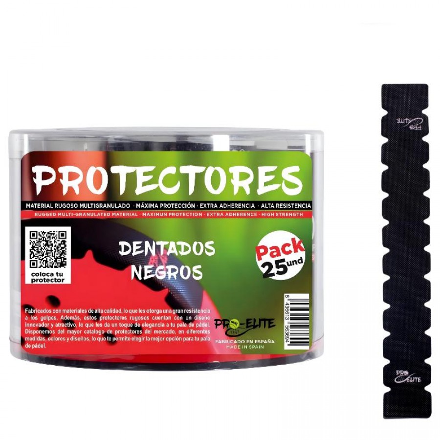 Pro Elite Protetor Preto Dendado 25 Unidades
