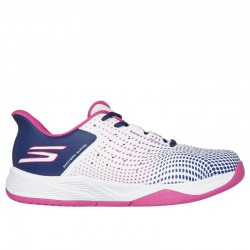 Baskets féminines Skechers Viper Court Reload bleu marine blanches